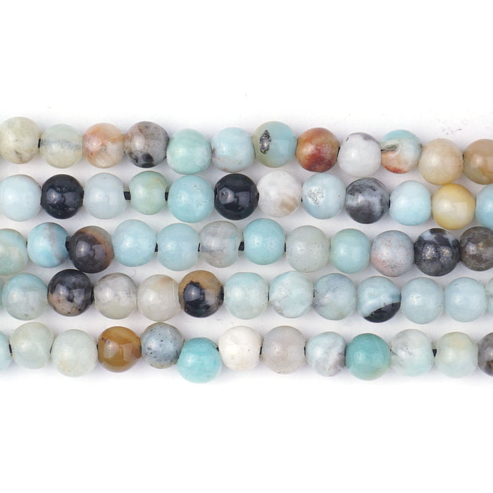 Black Gold Amazonite Dyed 6mm Round Large Hole Beads - 8 Inch