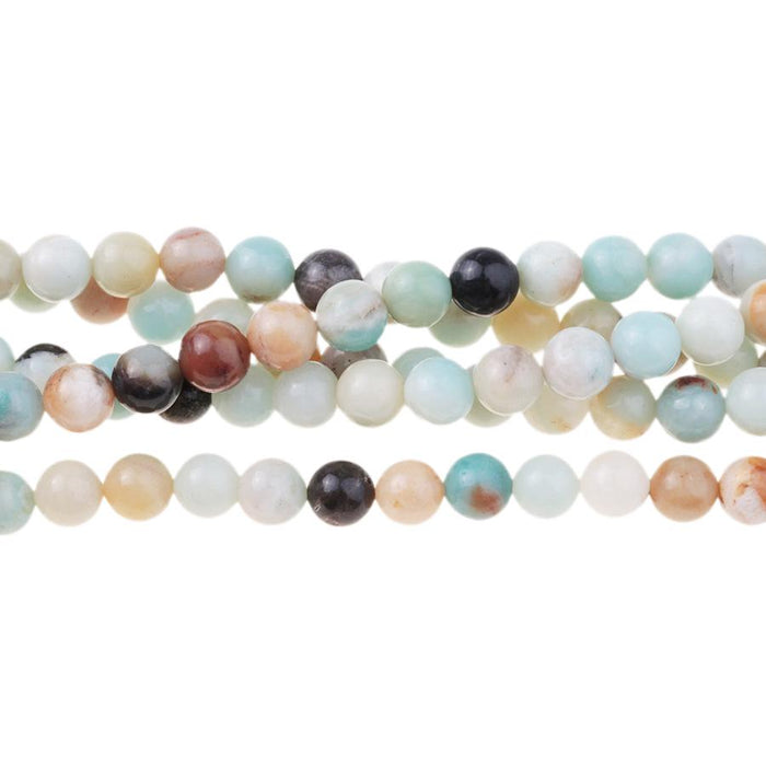 Black-Gold Amazonite 8mm Round 8-Inch