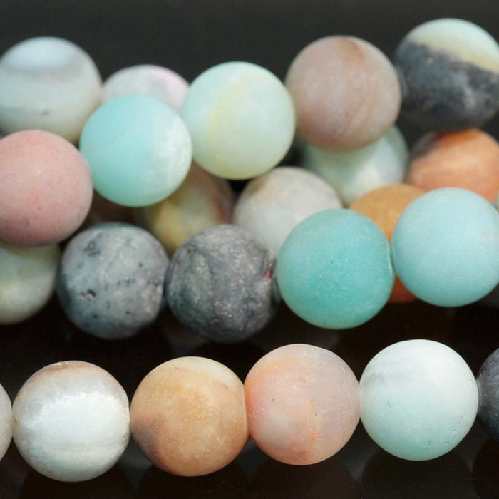 MATTE Black Gold Amazonite 8mm Round 8-Inch