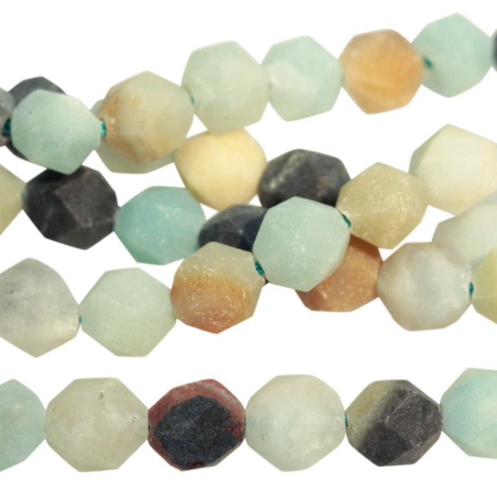 MATTE Black-Gold Amazonite 8mm Star Cut Round 15-16 Inch