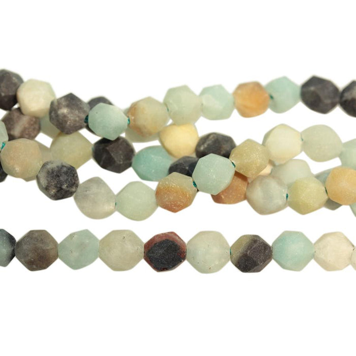 MATTE Black-Gold Amazonite 8mm Star Cut Round 15-16 Inch