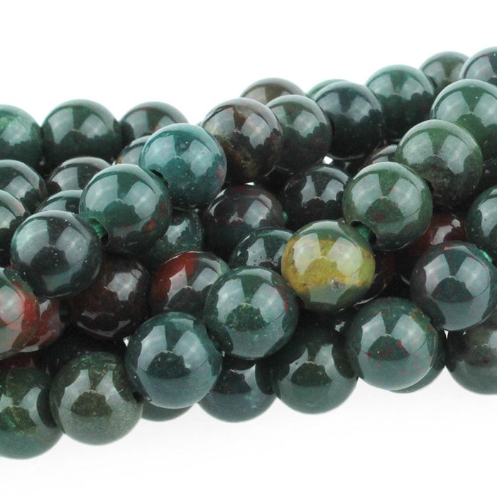 Blood Stone 8mm Large Hole Round 8-Inch