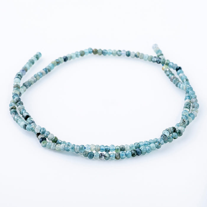 Blue Tourmaline 2x3mm Rondelle Faceted AA Grade - Microfaceted Rondelles - 15-16 inch