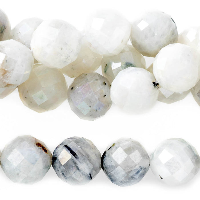 Blue Moonstone Plated Black Dot 10mm Round Faceted - 15-16 Inch - CLEARANCE