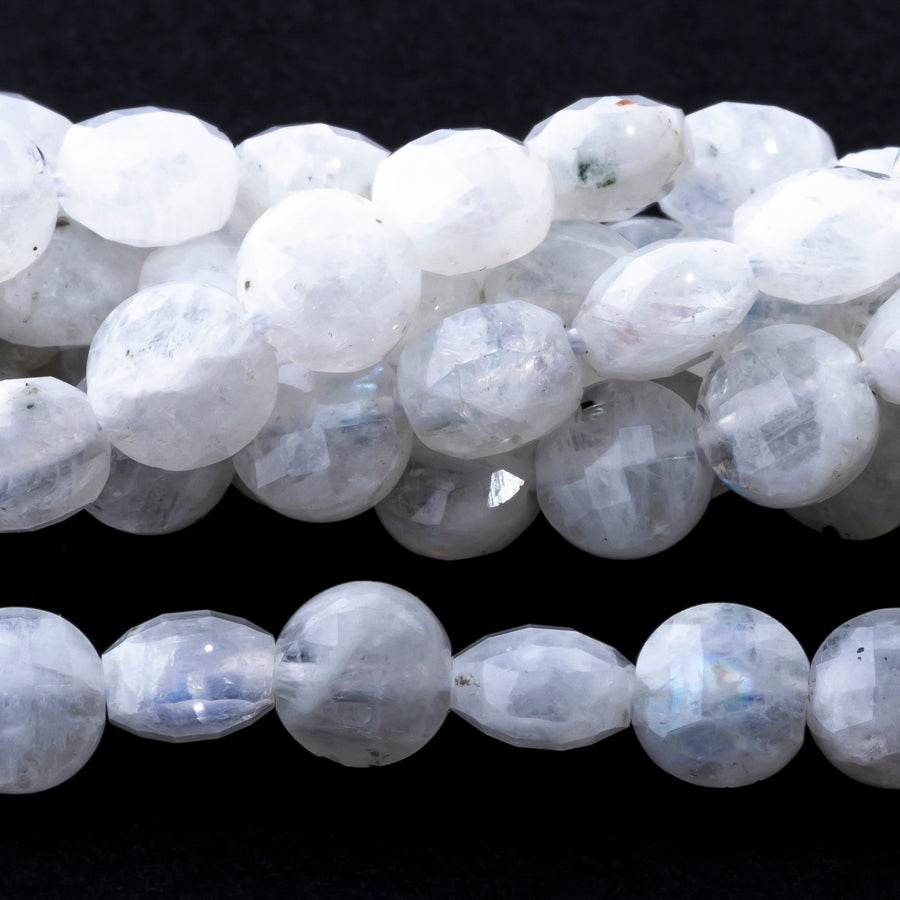 Blue Moonstone 6mm Coin Faceted - 15-16 Inch