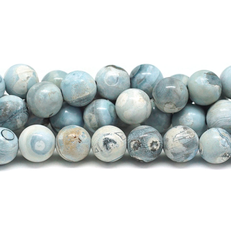 Blue Porcelain Agate  12mm Round - 15-16 Inch