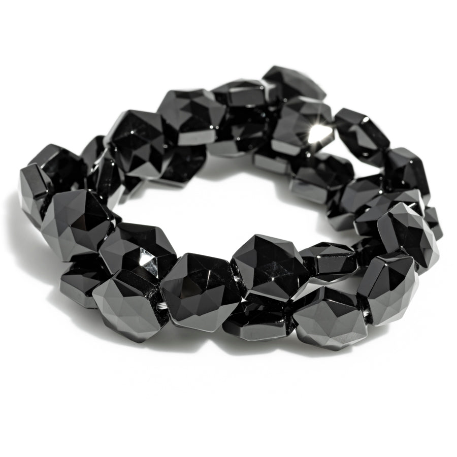Black Spinel 12mm Faceted Hexagon - 15-16 Inch