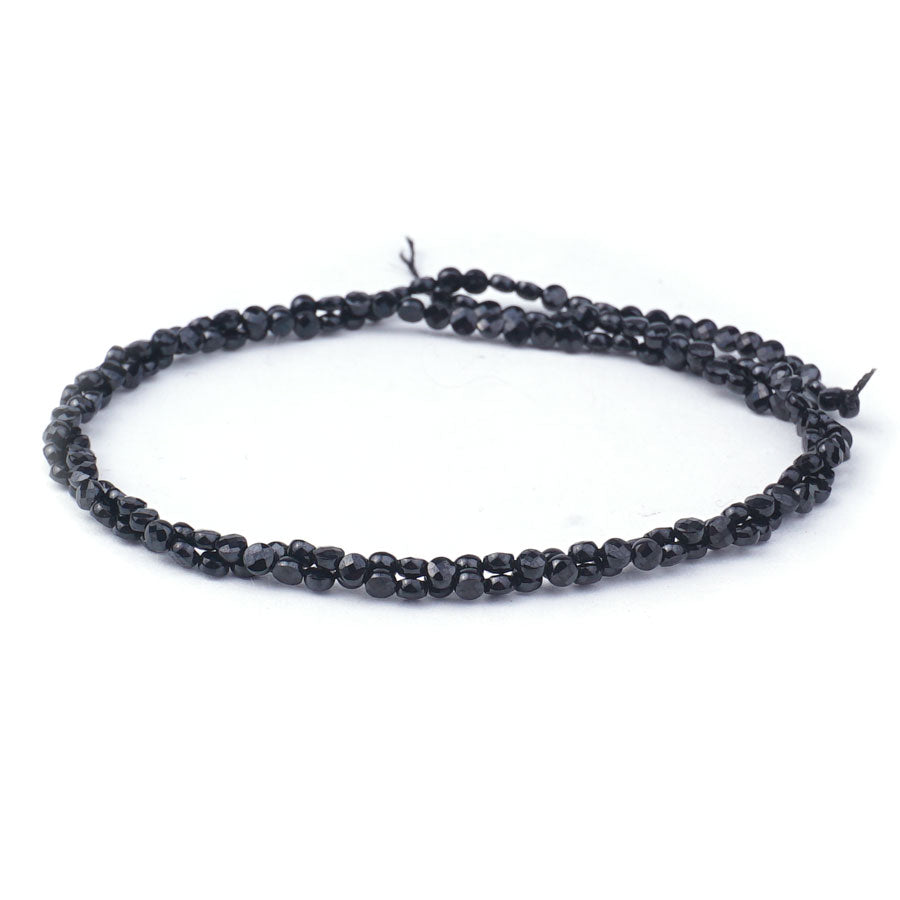 Black Spinel Natural 2mm Coin Microfaceted - 15-16 Inch