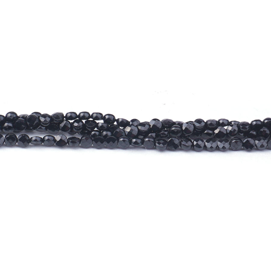 Black Spinel Natural 2mm Coin Microfaceted - 15-16 Inch