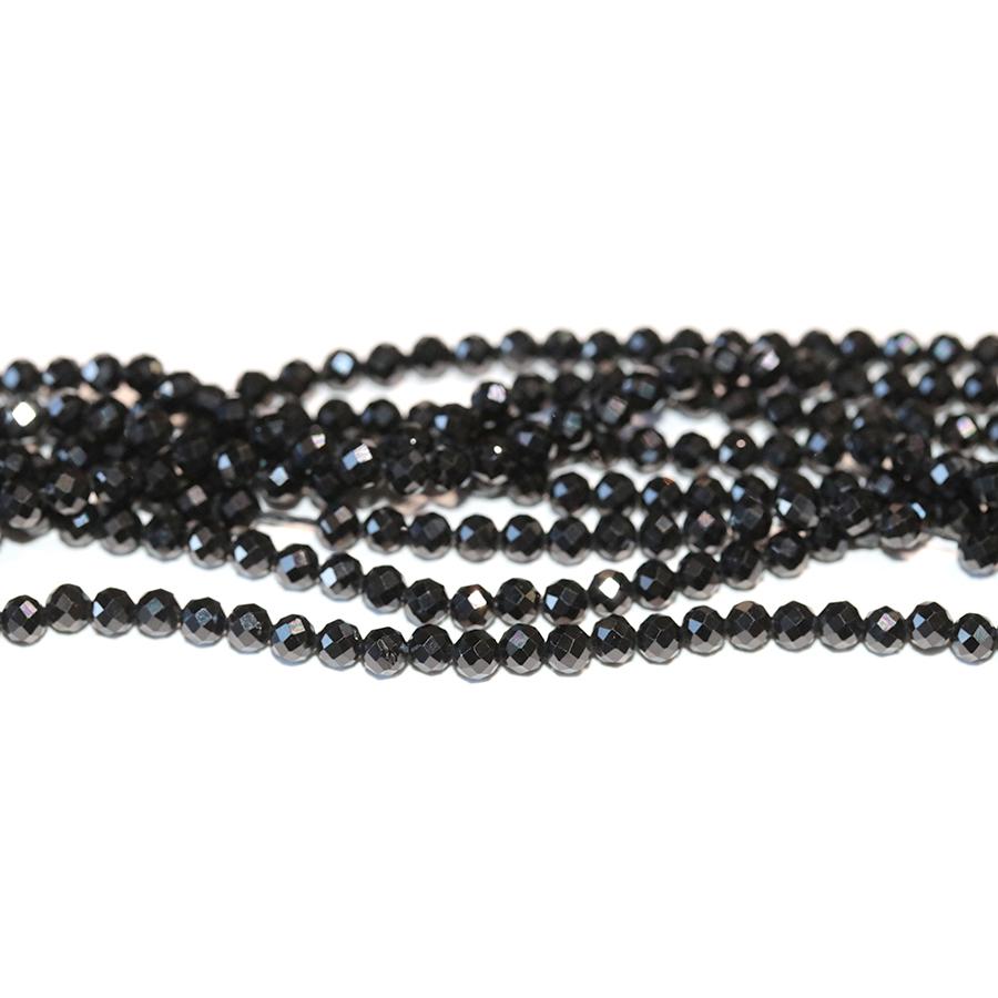 Black Spinel 3mm Diamond Cut Faceted Round 15-16 Inch