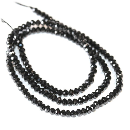 Black Spinel 3mm Diamond Faceted Rondelle 15-16 Inch