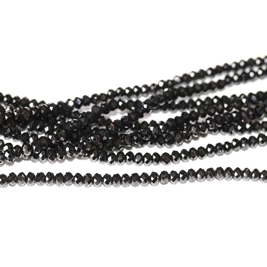 Black Spinel 3mm Diamond Faceted Rondelle 15-16 Inch