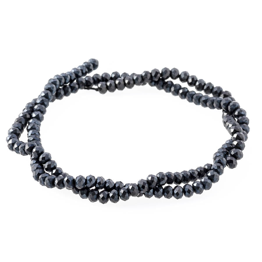 Black Spinel Plated 3X4mm Rondelle Faceted - 15-16 Inch