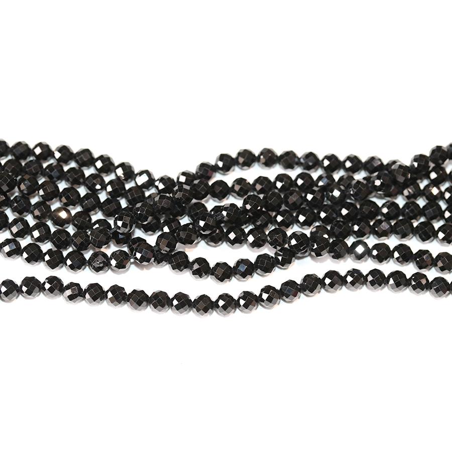 Black Spinel 4mm Diamond Faceted Round 15-16 Inch