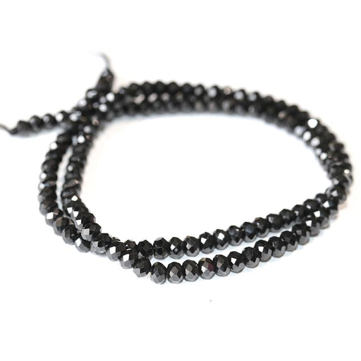 Black Spinel 4mm Diamond Faceted Rondelle 15-16 Inch