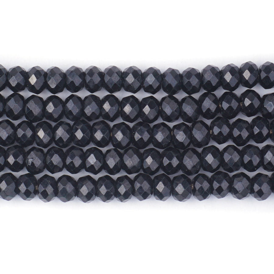 Black Spinel Natural 4X6mm Rondelle Faceted - Large Hole Beads