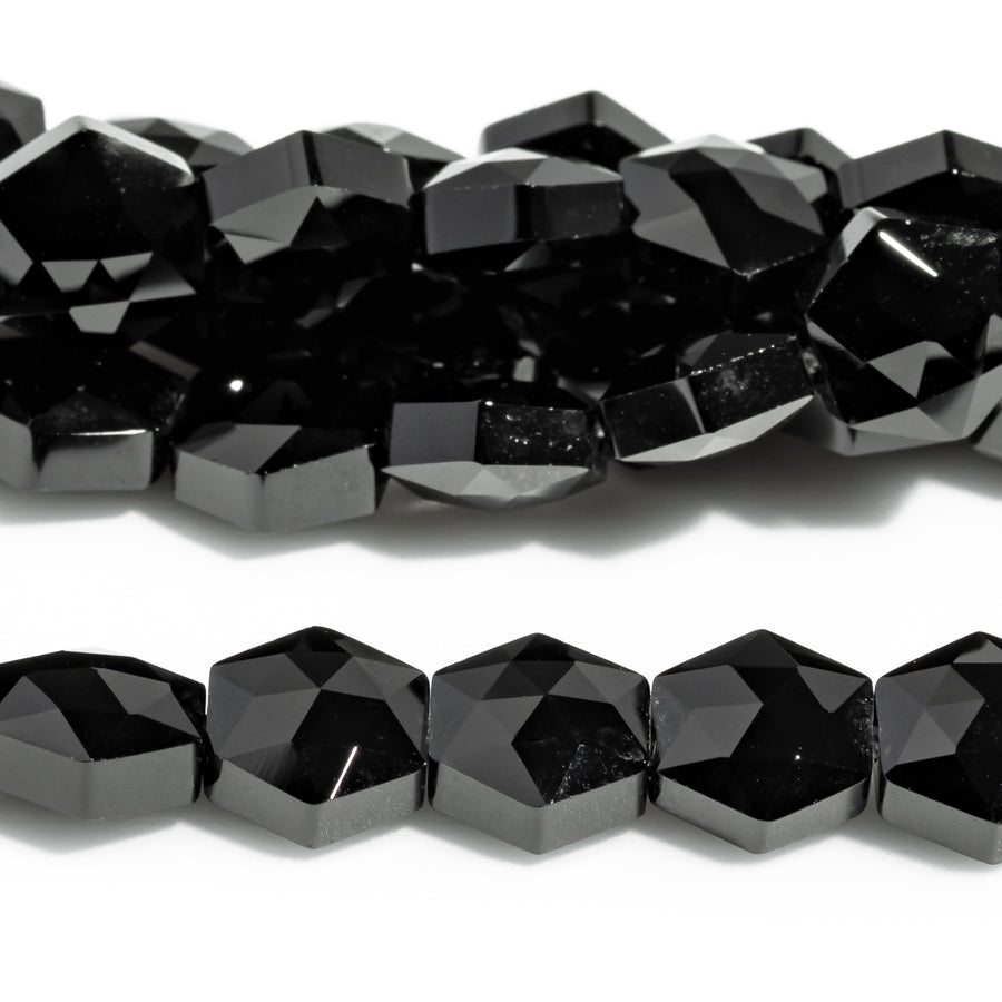 Black Spinel 8mm Faceted Hexagon - 15-16 Inch