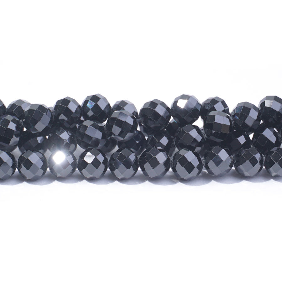 Black Spinel 8mm Faceted Round - 15-16 Inch