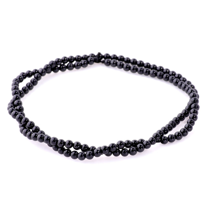 Black Tourmaline 3mm Round - 15-16 Inch