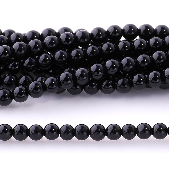 Black Tourmaline 3mm Round - 15-16 Inch