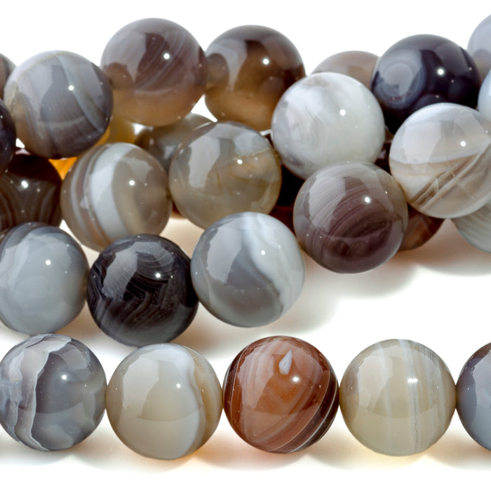 Botswana Agate 12mm Round - 15-16 inch