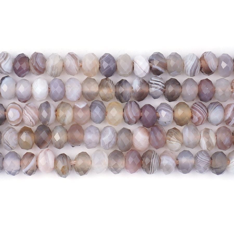 Botswana Agate Natural 4X6mm Rondelle Faceted - Large Hole Beads