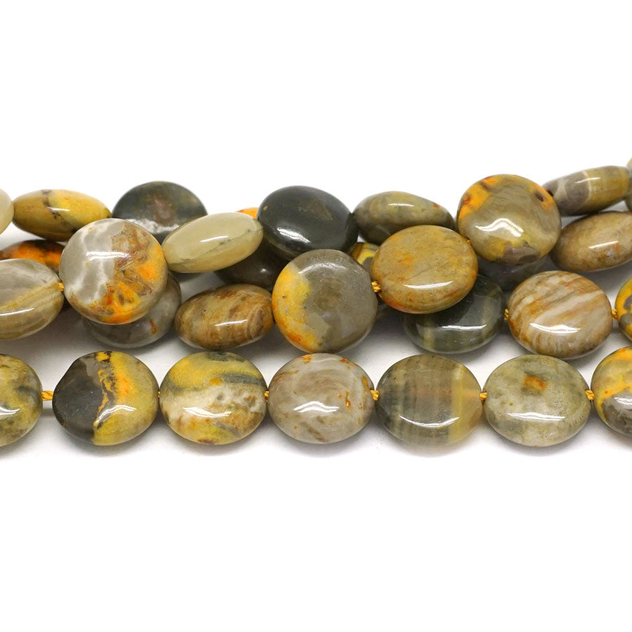 12mm Bumble Bee Jasper   Coin - 15-16 Inch