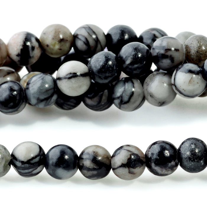 Black Web Jasper 4mm Round - 15-16 Inch