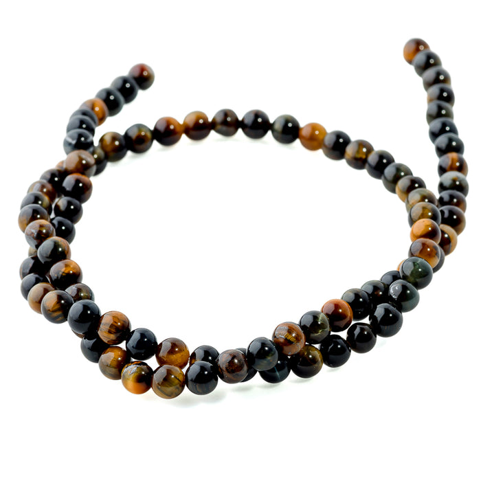 Blue and Yellow Tiger Eye 4mm Round - 15-16 Inch