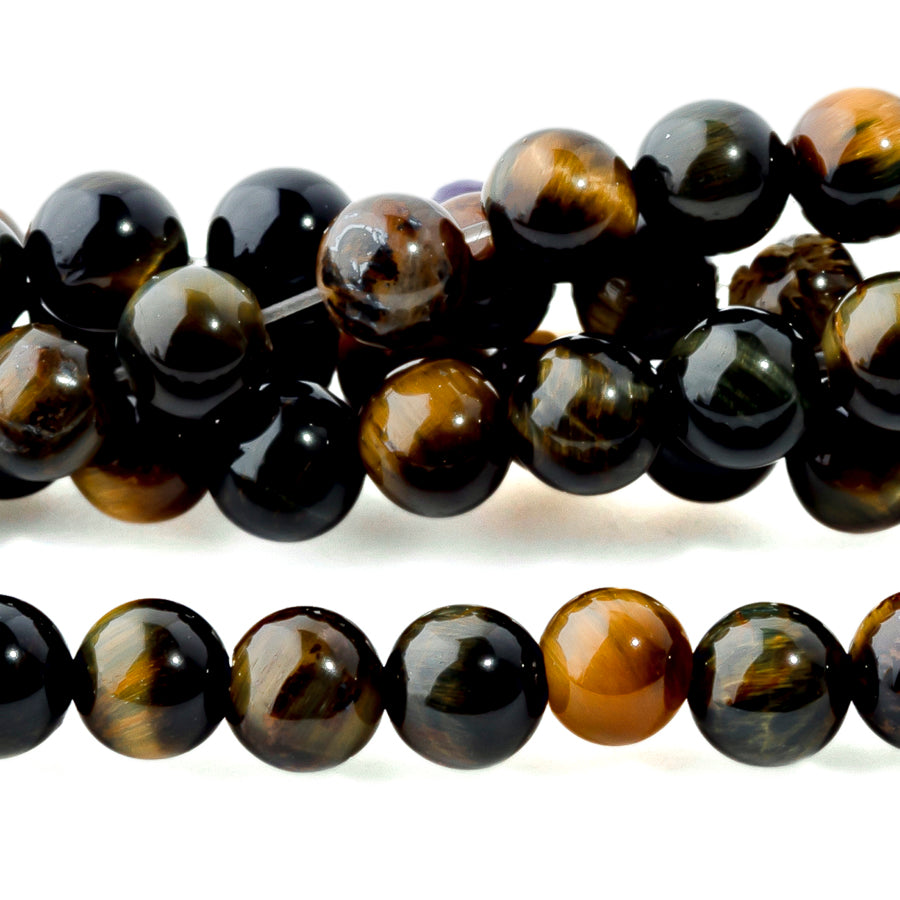 Blue and Yellow Tiger Eye 4mm Round - 15-16 Inch