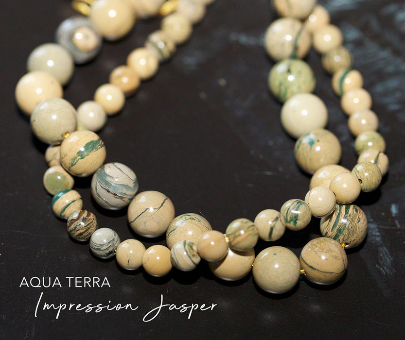 Yellow Green Aqua Terra Impression Jasper Natural 10mm Round - 15-16 Inch