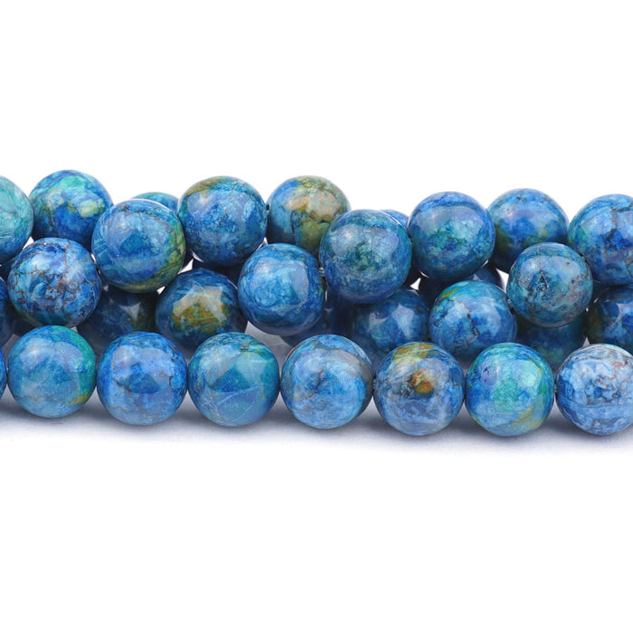 Azurite Crazy Lace Calcite 10mm Round - 15-16 Inch