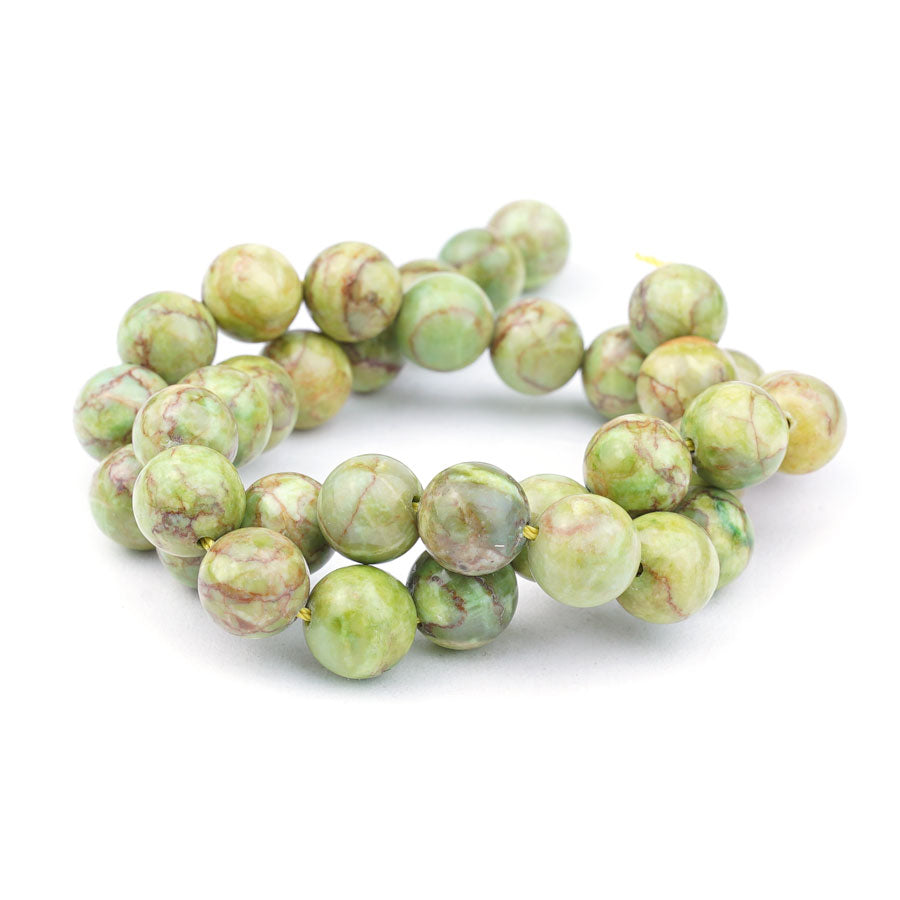 Olive Crazy Lace Calcite 10mm Round - Limited Editions - 15-16 inch