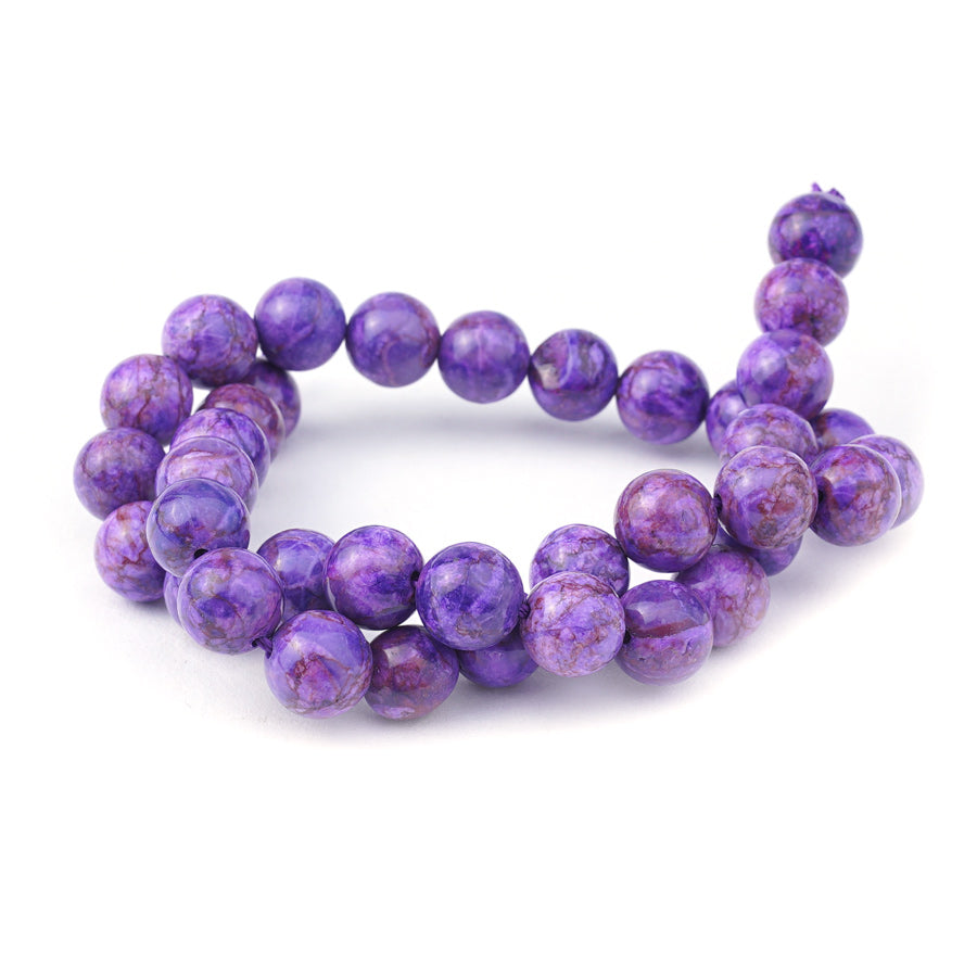 Purple Crazy Lace Calcite 10mm Round Dyed - 15-16 Inch