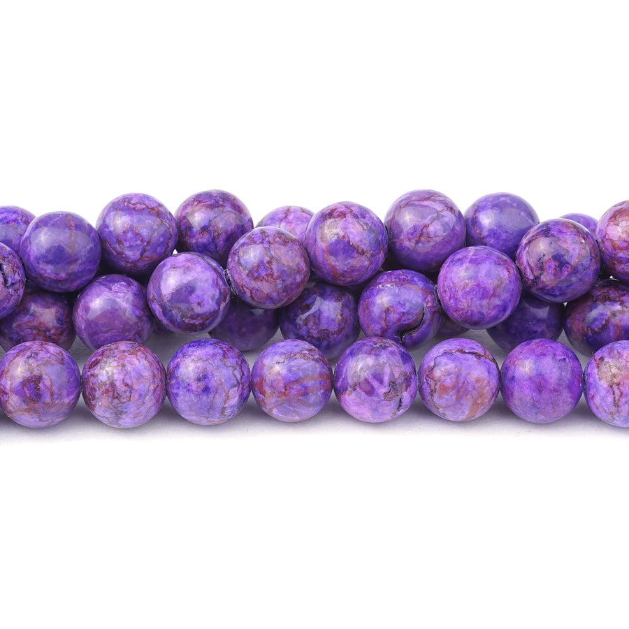 Purple Crazy Lace Calcite 10mm Round Dyed - 15-16 Inch