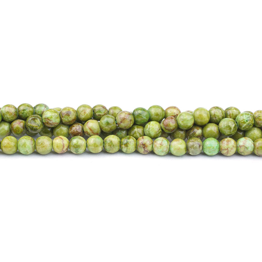 Olive Crazy Lace Calcite 6mm Round - 15-16 Inch
