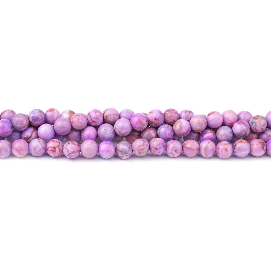 Pink Crazy Lace Calcite 6mm Round Dyed - 15-16 Inch
