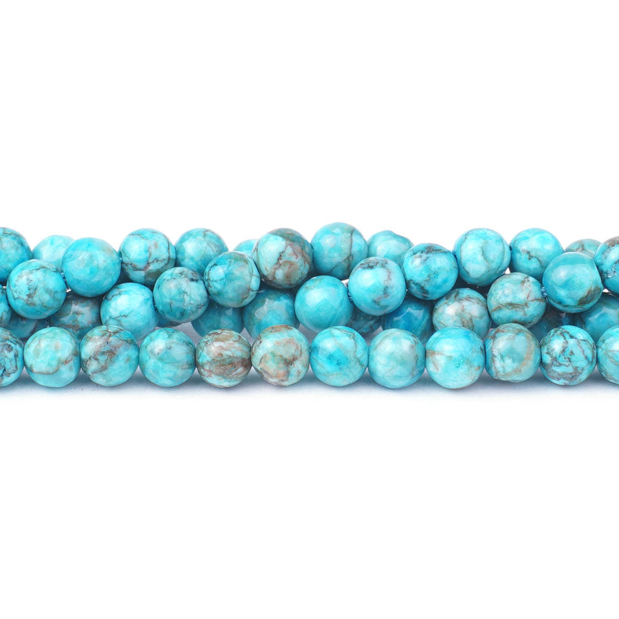 Sky Blue Crazy Lace Calcite 6mm Round Dyed - 15-16 Inch