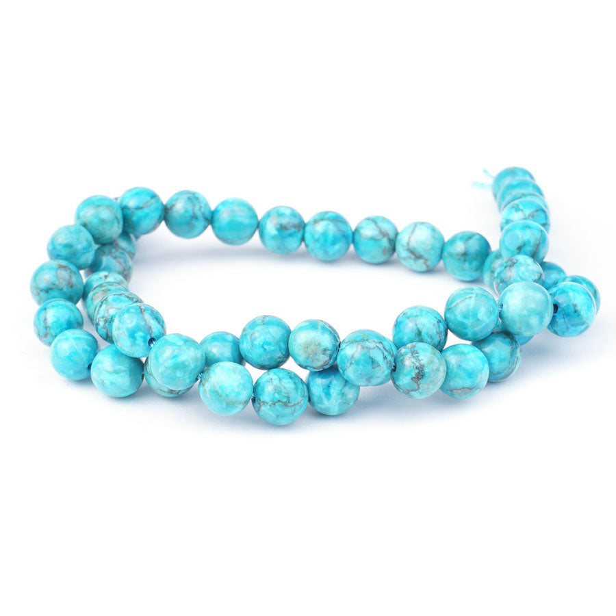 Sky Blue Crazy Lace Calcite 8mm Round Dyed - 15-16 Inch