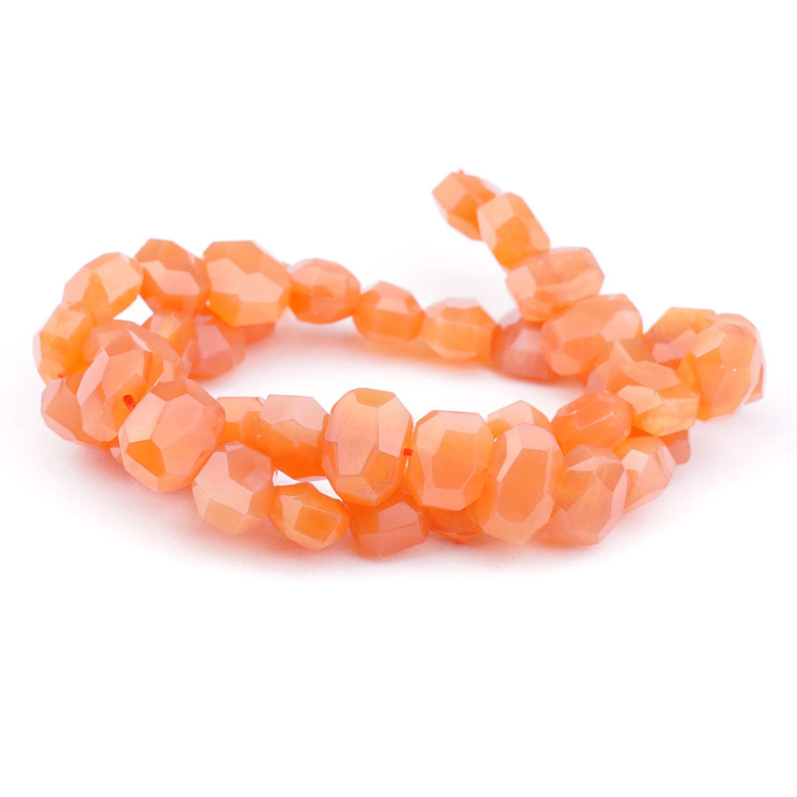 Orange Chalcedony Natural 10X14mm Nugget Faceted A Grade - 15-16 Inch