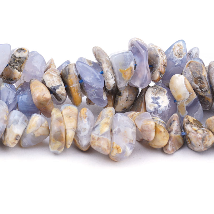 Blue (Marbled) Chalcedony 12-22mm Chips - 15-16 Inch