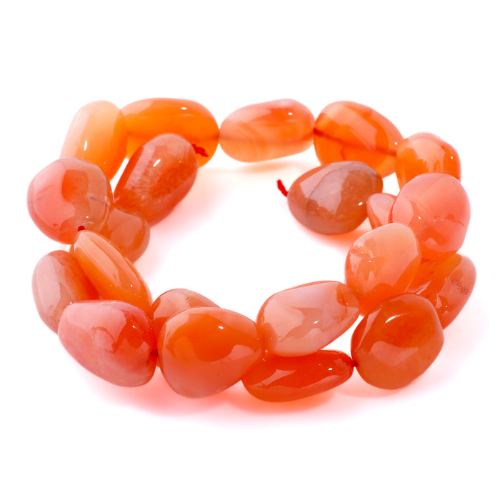 Orange Chalcedony Tumbled 14x15-15x25mm Nugget - 15-16 Inch