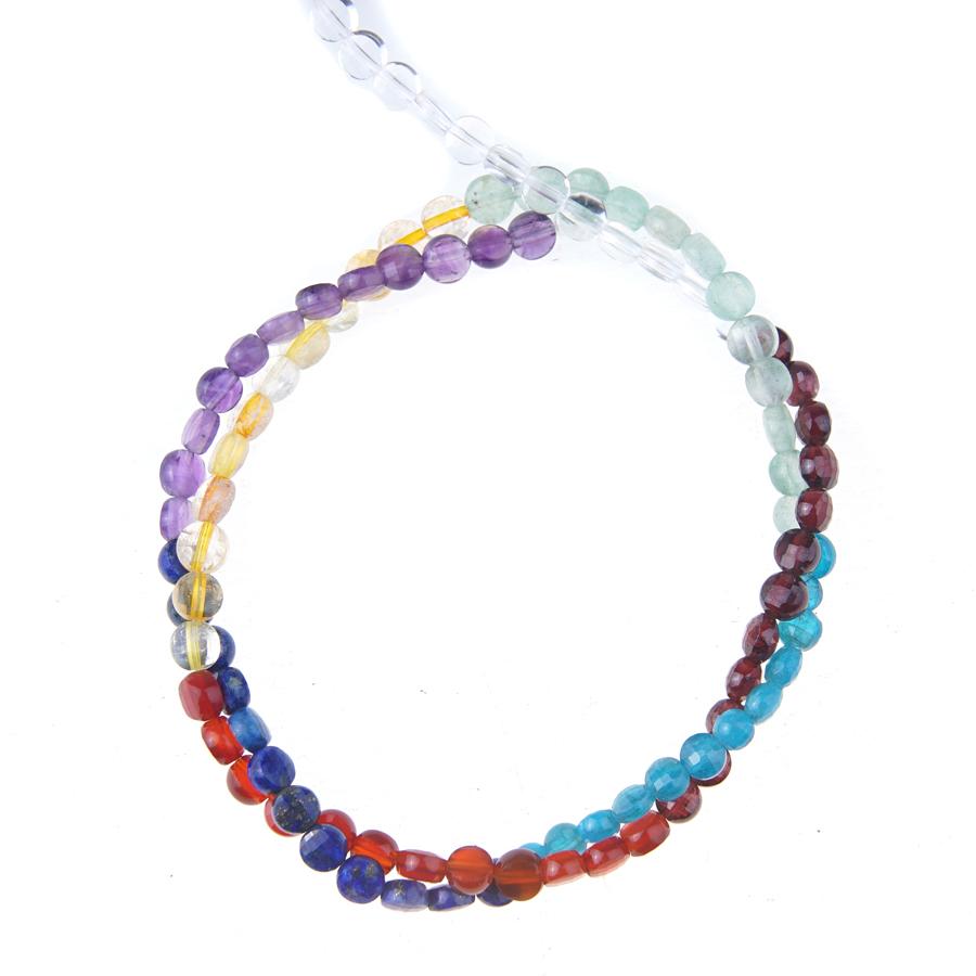 Chakra 4mm Diamond Cut Faceted Coin Bead Strand 15-16 Inch