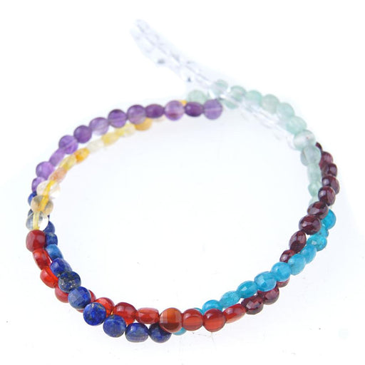 Chakra 4mm Diamond Cut Faceted Coin Bead Strand 15-16 Inch