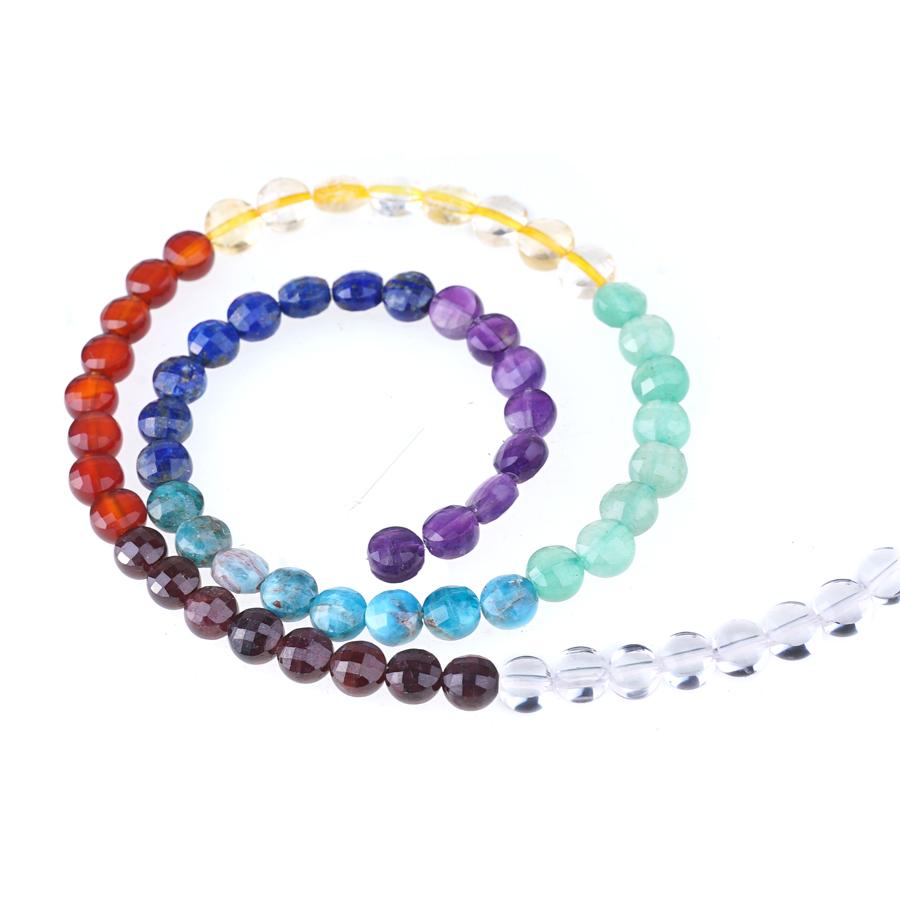 Chakra 6mm Diamond Cut Faceted Coin Bead Strand 15-16 Inch