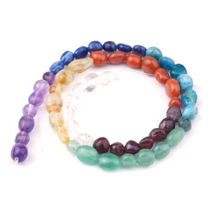 Chakra 8x10mm Natural Pebble - 15-16 Inch