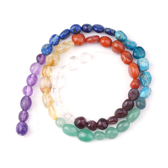 Chakra 8x10mm Natural Pebble - 15-16 Inch