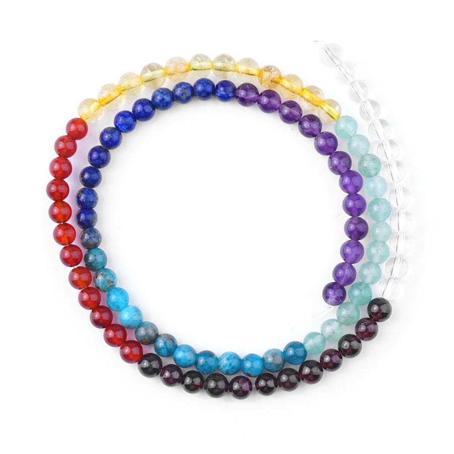 Chakra Banded Mixed Stone 4mm Round 15-16 Inch