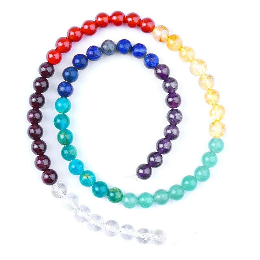 Chakra Banded Mixed Stone 6mm Round 15-16 Inch