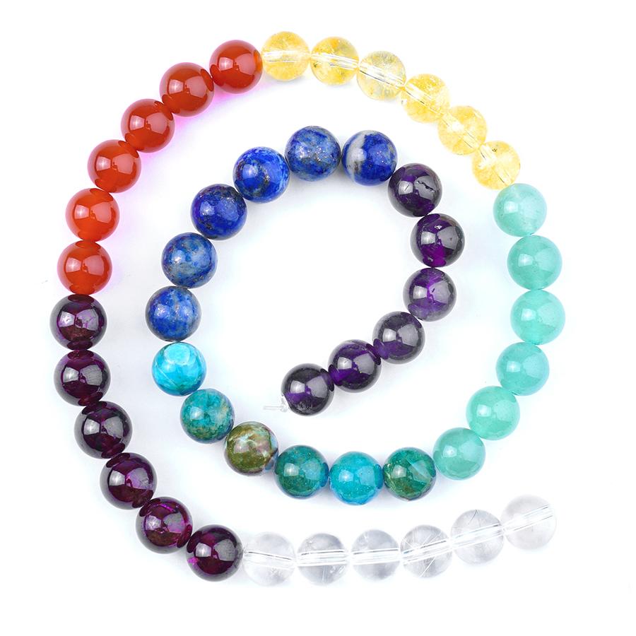 Chakra Banded Mixed Stone 8mm Round 15-16 Inch